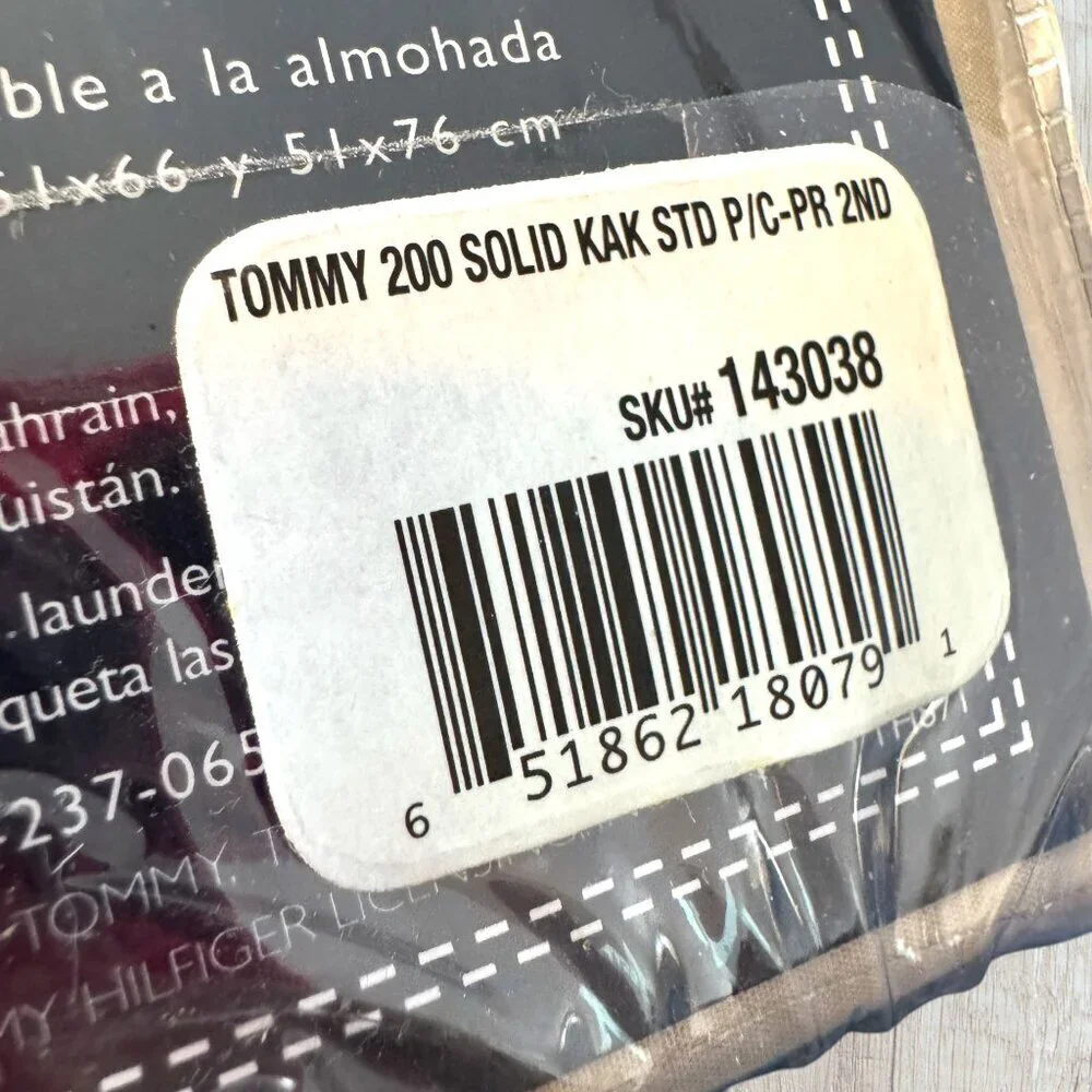 NEW Y2K Vintage TOMMY HILFIGER 200 Khaki Tan Cotton 2 Standard Pillowcases